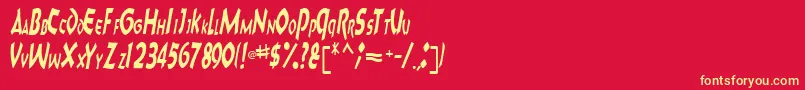 Charktext116RegularTtcon-Schriftart – Gelbe Schriften auf rotem Hintergrund