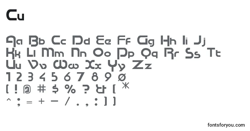 Fuente Cu - alfabeto, números, caracteres especiales