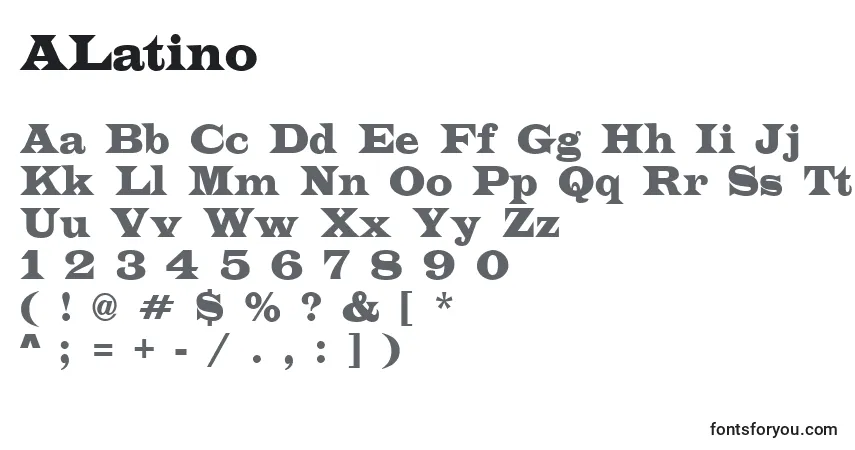 A fonte ALatino – alfabeto, números, caracteres especiais