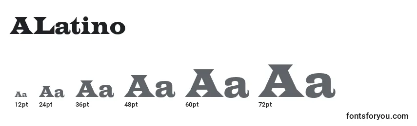 ALatino Font Sizes