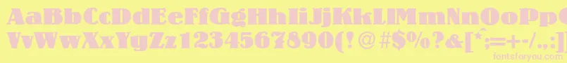 LouisHeavyRegular-fontti – vaaleanpunaiset fontit keltaisella taustalla