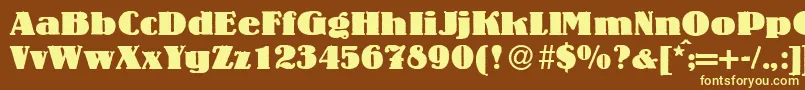 LouisHeavyRegular-fontti – keltaiset fontit ruskealla taustalla