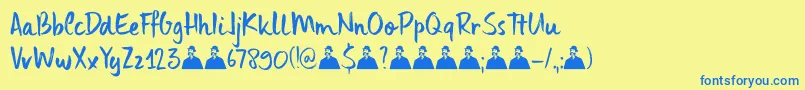 DkUncleEdward Font – Blue Fonts on Yellow Background