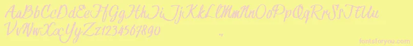 HessterMofetCleanTrial-Schriftart – Rosa Schriften auf gelbem Hintergrund