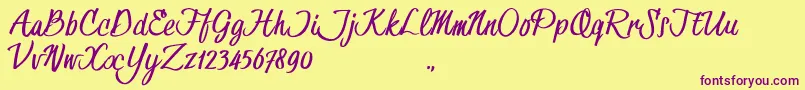 HessterMofetCleanTrial-Schriftart – Violette Schriften auf gelbem Hintergrund