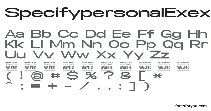 Шрифт SpecifypersonalExexpbold – алфавит, цифры, специальные символы