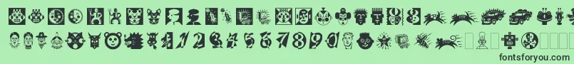 フォントDfAttitudesLetPlain.2.0 – 緑の背景に黒い文字