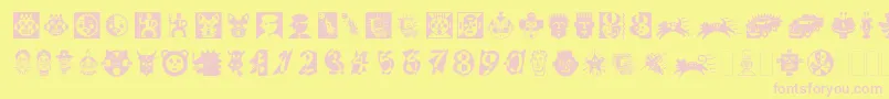 DfAttitudesLetPlain.2.0-fontti – vaaleanpunaiset fontit keltaisella taustalla
