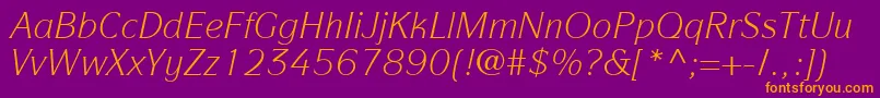 ItcSymbolLtBookItalic Font – Orange Fonts on Purple Background