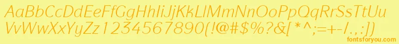 ItcSymbolLtBookItalic Font – Orange Fonts on Yellow Background