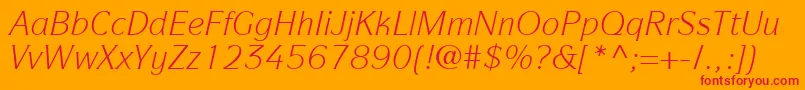 ItcSymbolLtBookItalic Font – Red Fonts on Orange Background