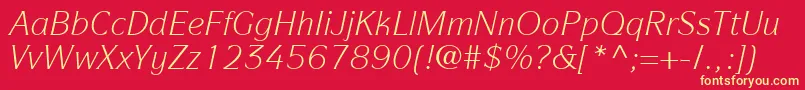 ItcSymbolLtBookItalic Font – Yellow Fonts on Red Background