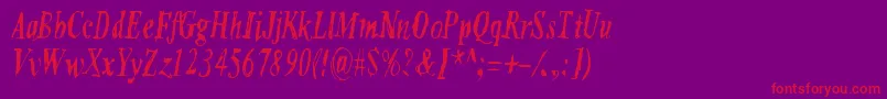 フォントSixFeetUnder – 紫の背景に赤い文字