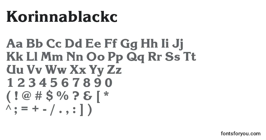Korinnablackc-fontti – aakkoset, numerot, erikoismerkit