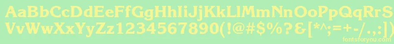 フォントKorinnablackc – 黄色の文字が緑の背景にあります