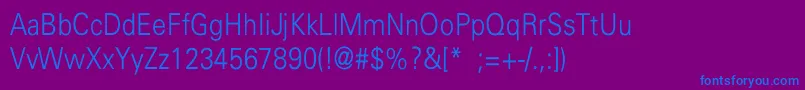 UniversLightLightThin-Schriftart – Blaue Schriften auf violettem Hintergrund