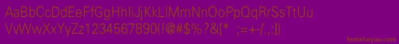 Fonte UniversLightLightThin – fontes marrons em um fundo roxo