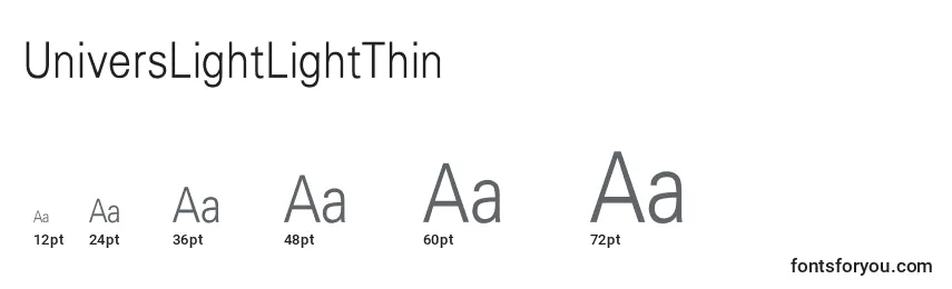UniversLightLightThin Font Sizes