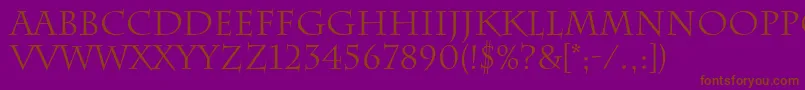 Fonte CharlemagneRegular – fontes marrons em um fundo roxo