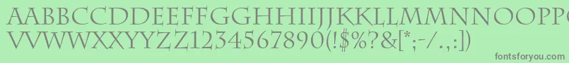 CharlemagneRegular-Schriftart – Graue Schriften auf grünem Hintergrund