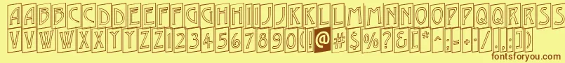 AModernocmotlup Font – Brown Fonts on Yellow Background