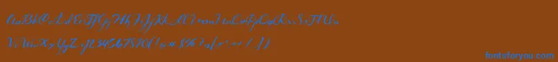 DarkRoast-Schriftart – Blaue Schriften auf braunem Hintergrund