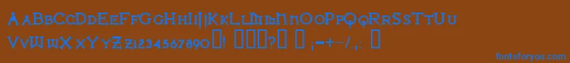 Czcionka Ironlbl ffy – niebieskie czcionki na brązowym tle