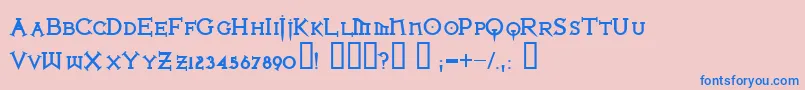 Czcionka Ironlbl ffy – niebieskie czcionki na różowym tle