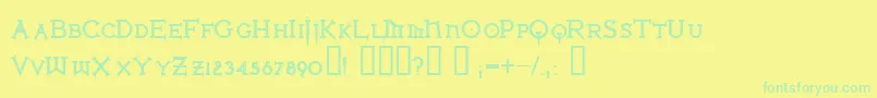 フォントIronlbl ffy – 黄色い背景に緑の文字