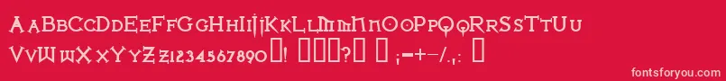 フォントIronlbl ffy – 赤い背景にピンクのフォント