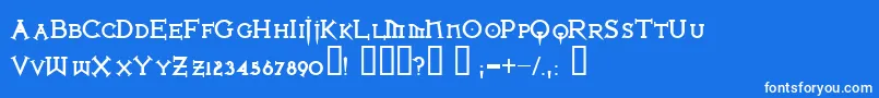 フォントIronlbl ffy – 青い背景に白い文字