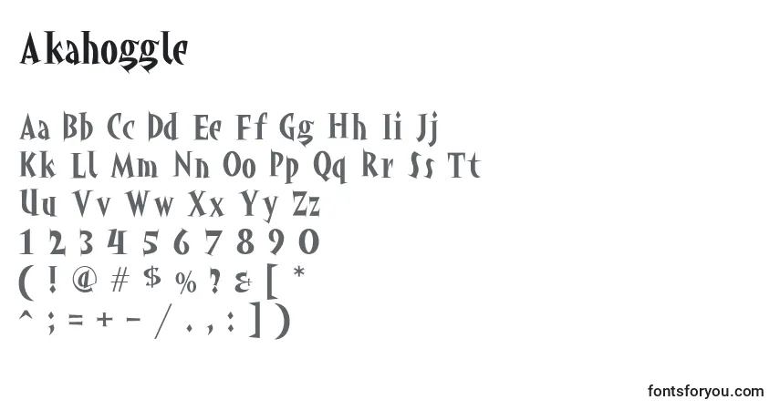 Schriftart Akahoggle – Alphabet, Zahlen, spezielle Symbole