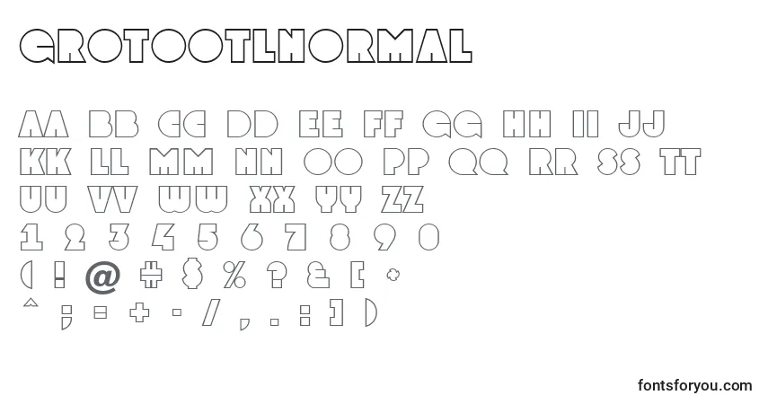 A fonte GrotootlNormal – alfabeto, números, caracteres especiais