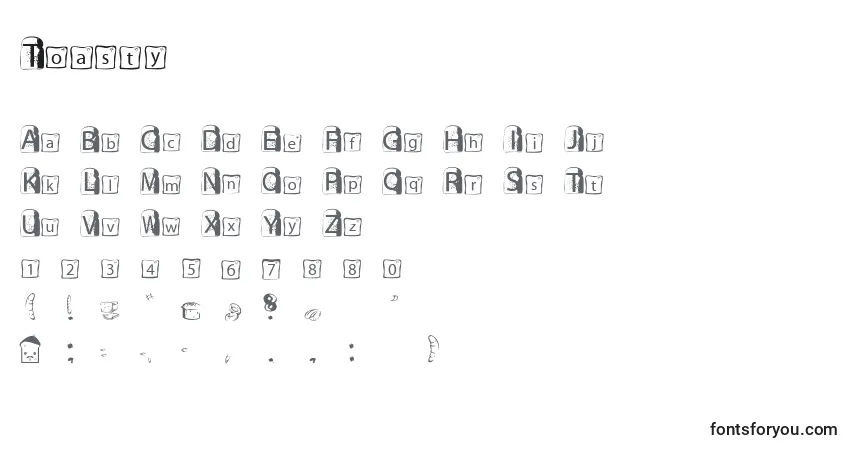 A fonte Toasty – alfabeto, números, caracteres especiais