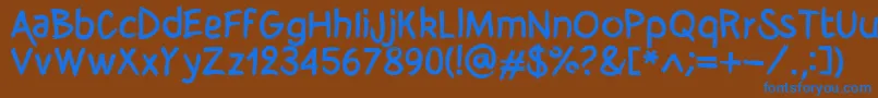 フォントBrushyCre – 茶色の背景に青い文字