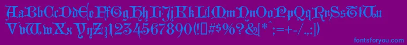 Westminstergotisch Font – Blue Fonts on Purple Background