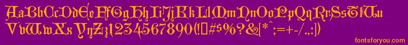 Westminstergotisch Font – Orange Fonts on Purple Background