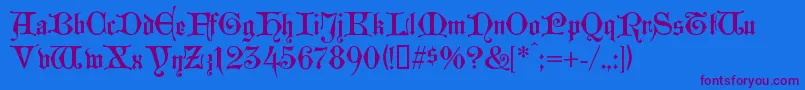 Westminstergotisch Font – Purple Fonts on Blue Background