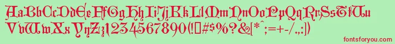 Westminstergotisch Font – Red Fonts on Green Background