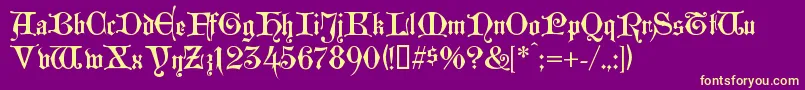 Westminstergotisch Font – Yellow Fonts on Purple Background