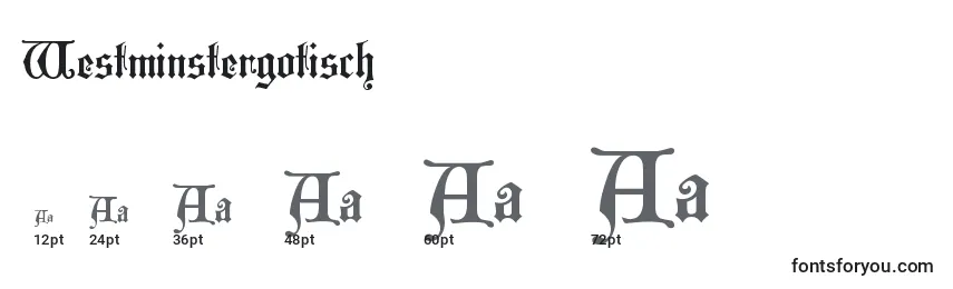 Размеры шрифта Westminstergotisch