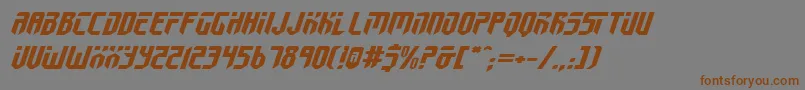 フォントFedyralIiExpandedItalic – 茶色の文字が灰色の背景にあります。