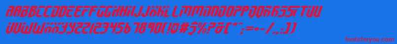 FedyralIiExpandedItalic Font – Red Fonts on Blue Background