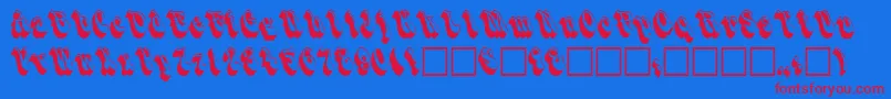 ShadowslantNormal-fontti – punaiset fontit sinisellä taustalla