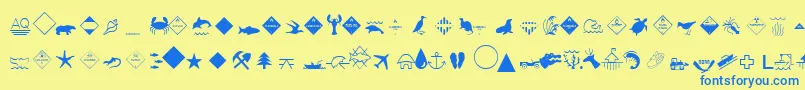 EsriEnvironmentalIcons Font – Blue Fonts on Yellow Background