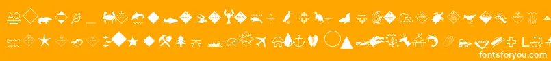 EsriEnvironmentalIcons-Schriftart – Weiße Schriften auf orangefarbenem Hintergrund