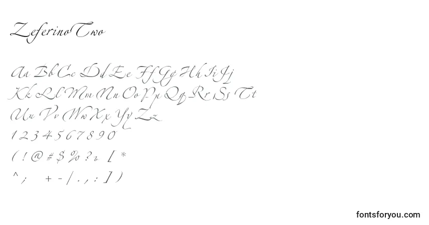 Czcionka ZeferinoTwo – alfabet, cyfry, specjalne znaki