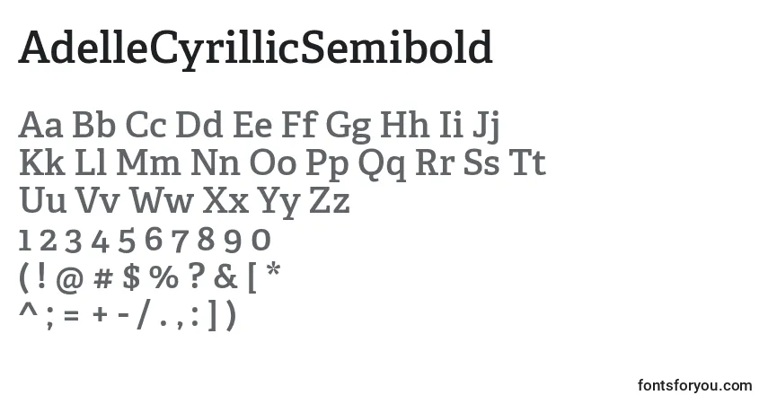 AdelleCyrillicSemibold-fontti – aakkoset, numerot, erikoismerkit