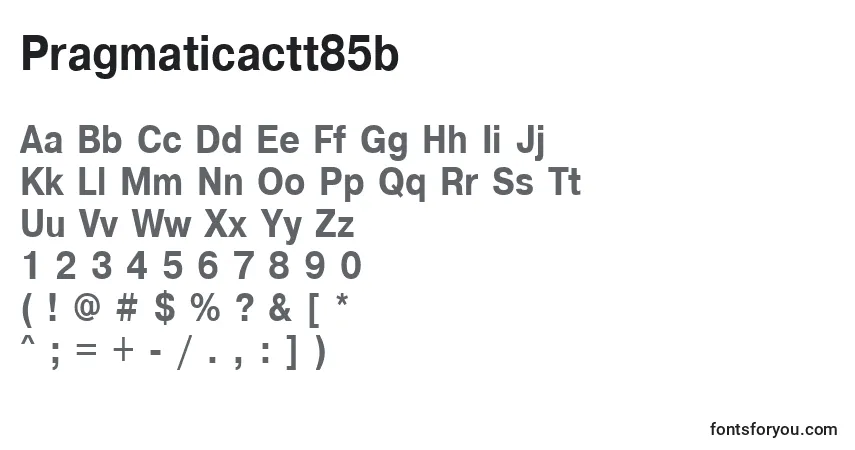 Pragmaticactt85b-fontti – aakkoset, numerot, erikoismerkit