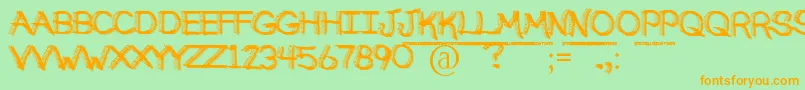 BrokenSoulDemo-Schriftart – Orangefarbene Schriften auf grünem Hintergrund